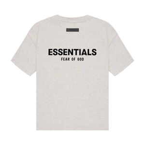 Fear of God Essentials T-Shirt Light Oatmeal Gray/Black Size Medium NWT